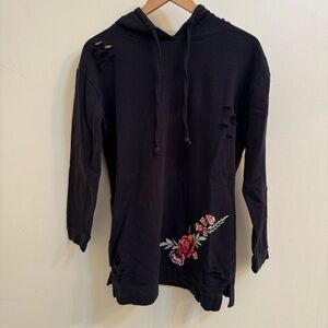 Polly & Esther Distressed Flower Hoodie